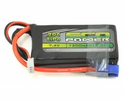 Cheap 👏 EcoPower "Electron" 2S LiPo 20C Battery (7.4V/1300mAh) w/EC3 Connector 🛒