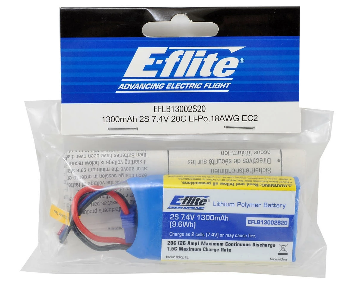 Wholesale π E-flite 2S LiPo Battery 20C (7.4V/1300mAh) w/EC2 Connector β€οΈ 2 Wholesale π E-flite 2S LiPo Battery 20C (7.4V/1300mAh) w/EC2 Connector β€οΈ - Image 2