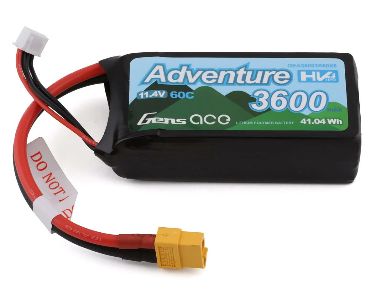 Coupon β¨ Gens Ace 3s LiHV LiPo Battery 60C w/XT-60 Connector (11.4V/3600mAh) π 1 Coupon β¨ Gens Ace 3s LiHV LiPo Battery 60C w/XT-60 Connector (11.4V/3600mAh) π