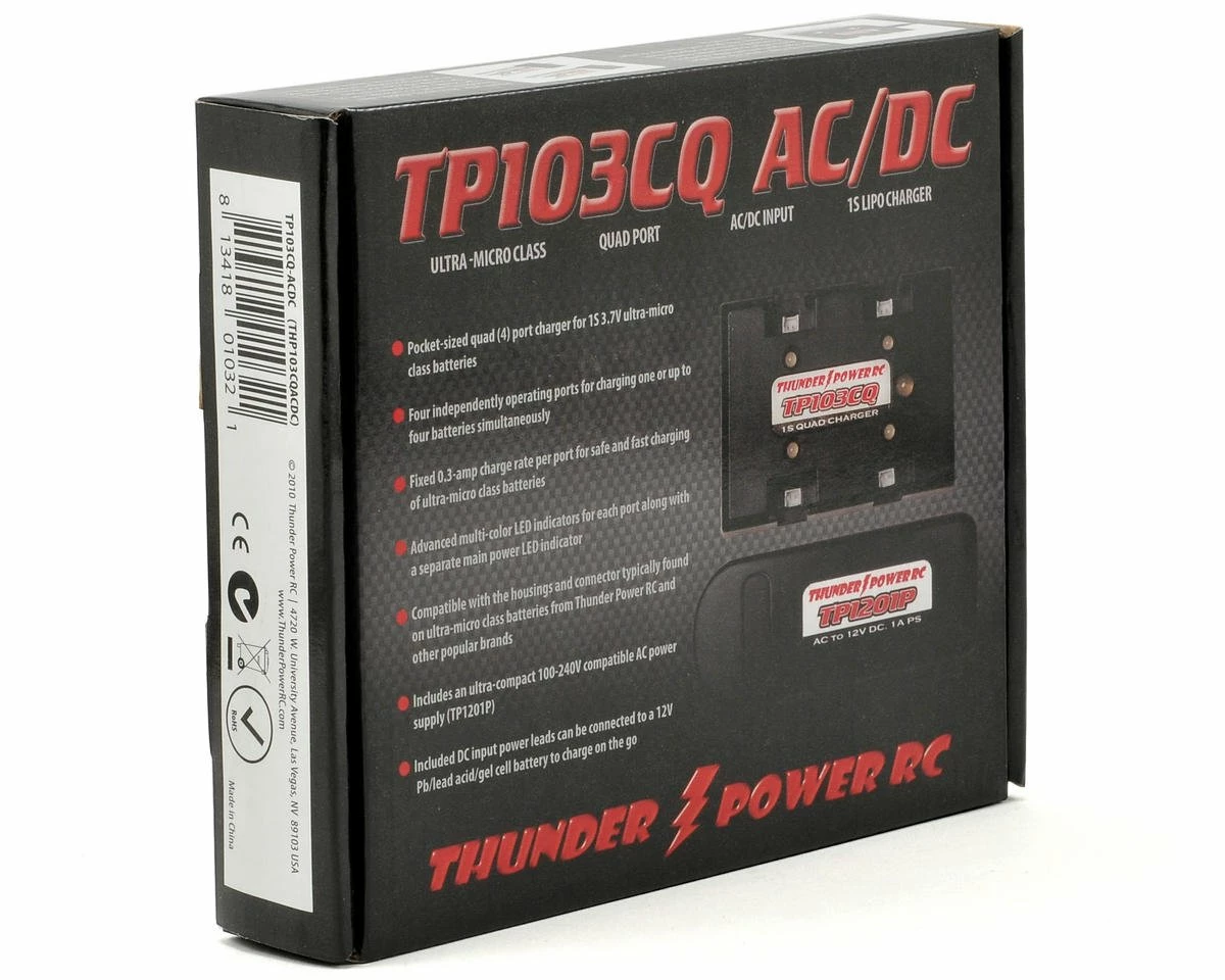 Wholesale โค๏ธ Thunder Power TP103CQ-AC/DC 1S LiPo Quad/4-Port 12V AC/DC Charger ๐ฏ 2 Wholesale โค๏ธ Thunder Power TP103CQ-AC/DC 1S LiPo Quad/4-Port 12V AC/DC Charger ๐ฏ - Image 2